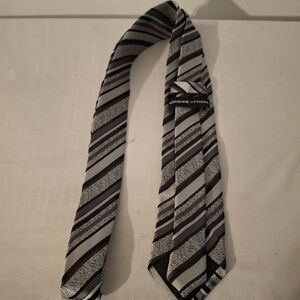 Adrienne Vittadini Black and Gray Striped Men's Tie